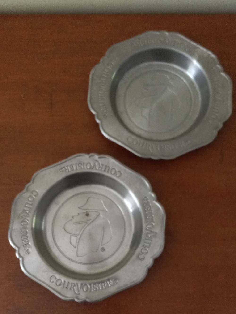 Courvoisier Pewter Ashtray Trinket Dish Set Of 2